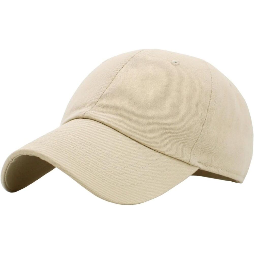 Unisex Ivory 100% Cotton Washed Adjustable Classic Crown Baseball Plain Dad Hat